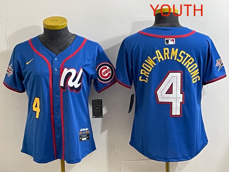 Youth Chicago Cubs #4 Crow-Armstrong Blue MLB All star Nike 2025 Jersey style 004->youth mlb jersey->Youth Jersey
